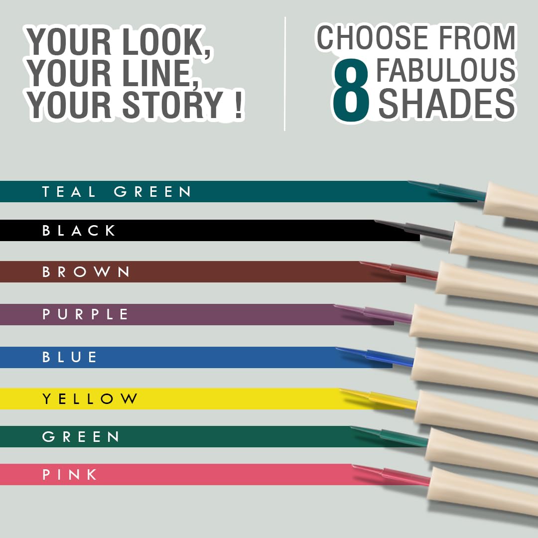 Glamveda Super Matte Liquid Eyeliner – Teal Green, Smudge-Proof, Waterproof, Quick Drying | 24-Hour Long Stay | Smooth Application | Bold, Clean, Smudge-Free Look