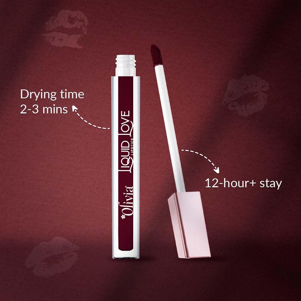 Oliva Liquid Lipstick, 12HR Long-lasting Matte Lipstick, Non Transfer, High Coverage, Water & Smudge Proof, Light Weight & Cruelty-Free - 2ml (Sangria Wine 1)