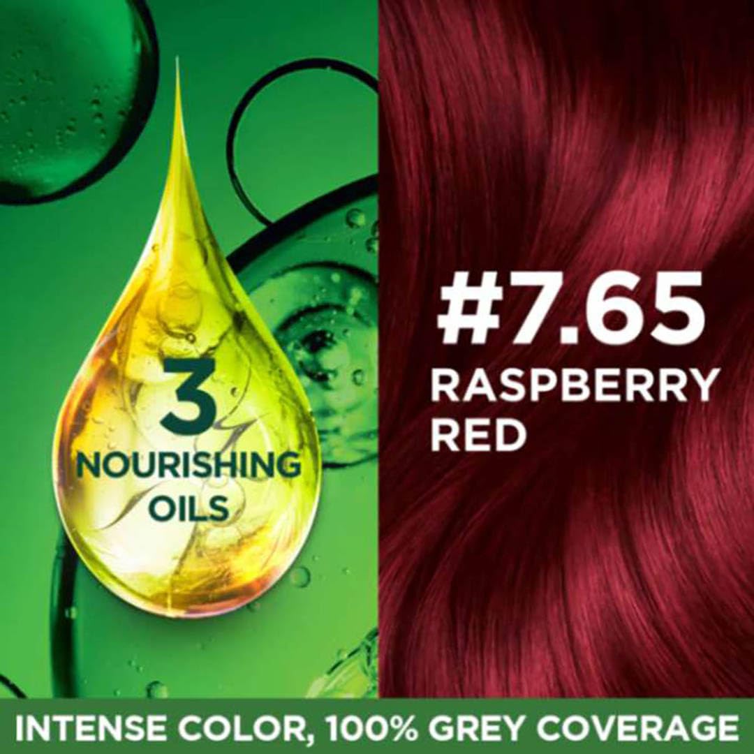Garnier, Hair Colouring Creme, Long-lasting Colour, Smoothness & Shine, Color Naturals, Shade: 7.65 Raspberry Red, 55ml + 50g