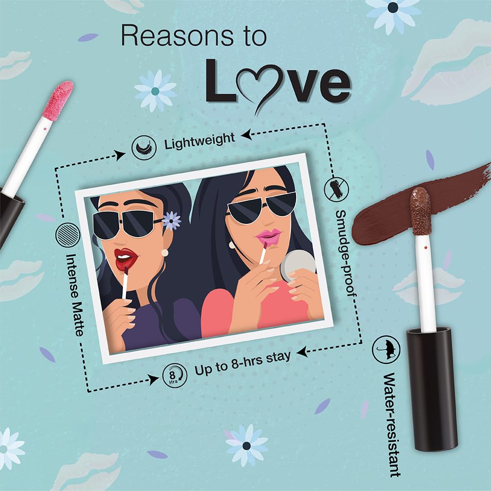 Dazller Lip Colour Lipstick Combo Pack of 6|Vibrant Matte Liquid Lipstick for Women|Long Stay|Smudge-Proof|Non-Transfer|Red Masala|21.6g