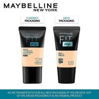 Maybelline New York Liquid Foundation, Matte & Poreless, Full Coverage Blendable Normal to Oily Skin, Fit Me, 128 Warm Nude, 18 ml (Pack of 2)