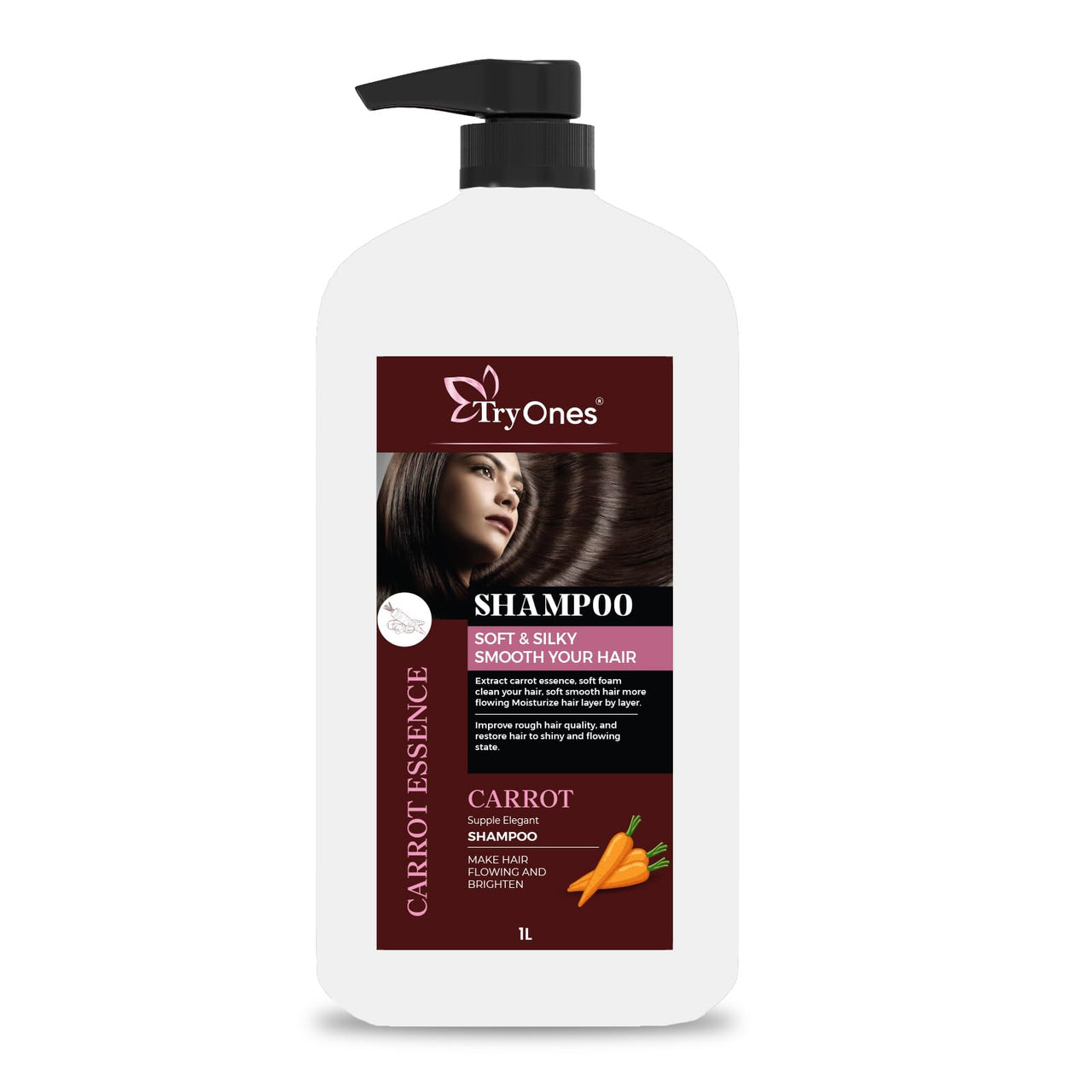 TryOnes Carrot Shampoo for Men & Women Dry & Frizzy Hair | Helps Control Hair Fall & Promotes Hair Growth Shampoo_1000 ML