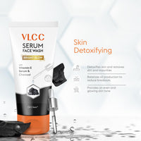 VLCC Serum Facewash - 100ml | with Vitamin C Serum Rich in Antioxidants & Charcoal for Oil Control and Detoxifies Skin & Bright Glow | Dermatologically Tested