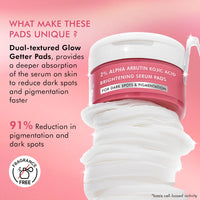 mCaffeine CLEAR GLOW 2% Alpha Arbutin Kojic Acid Brightening Serum Pads with 3% Niacinamide For Dark Spots & Pigmentation | Toner Pads for Even Skin Tone|For Men & Women | Fragrance-Free - 40N