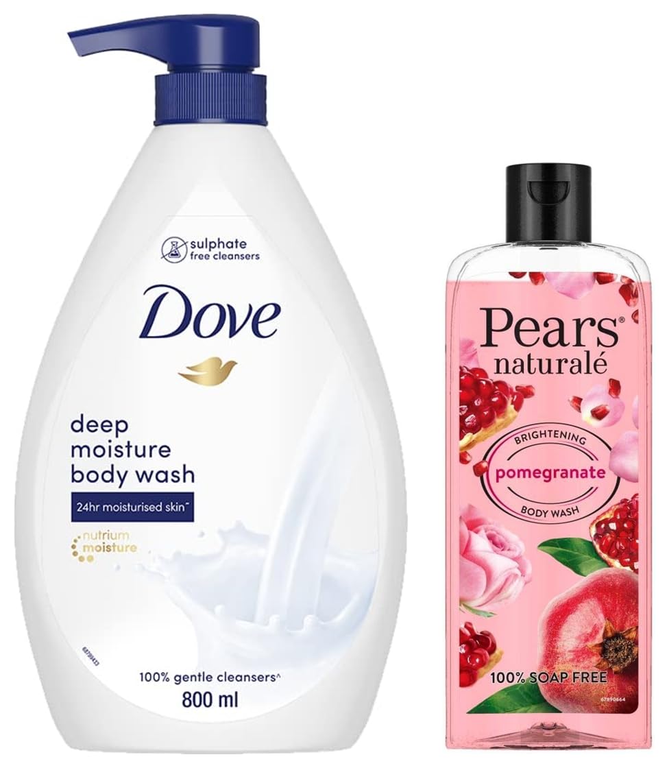 Dove Deeply Nourishing Body Wash, 800 ml & Pears Naturale Brightening Pomegranate Bodywash, 250 ml