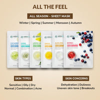 MIRABELLE COSMETICS KOREA Fairness Facial Mask (Aloe Vera, Berries, Cucumber, Herbs, Lemon, Papaya) -Combo Pack of 6