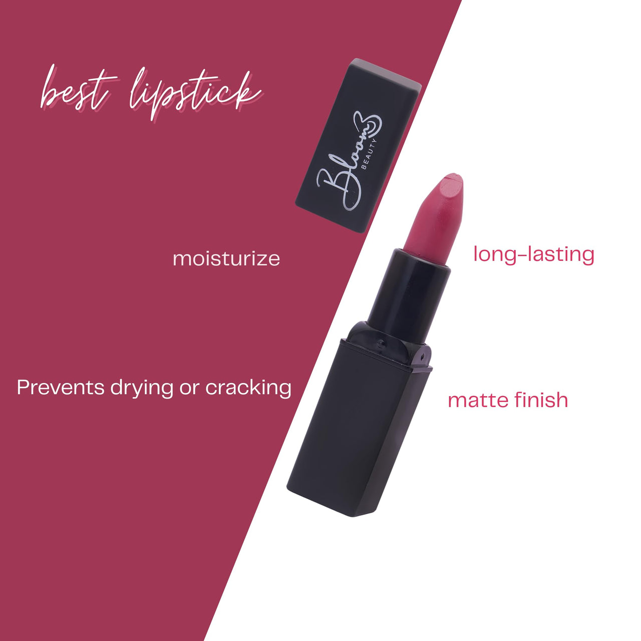 Bloom Beauty Bullet Lipstick Creamy Matte Finish Hydrating & Long-Lasting,Wild Berry