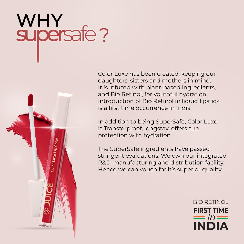 Juice Red Addict - M03 Kiss Sensation Lipstick & Plum Tart - M14 Color Luxe Liquid Lipstick with Goodness of Bio Retinol, & SPF 15 UV Protection