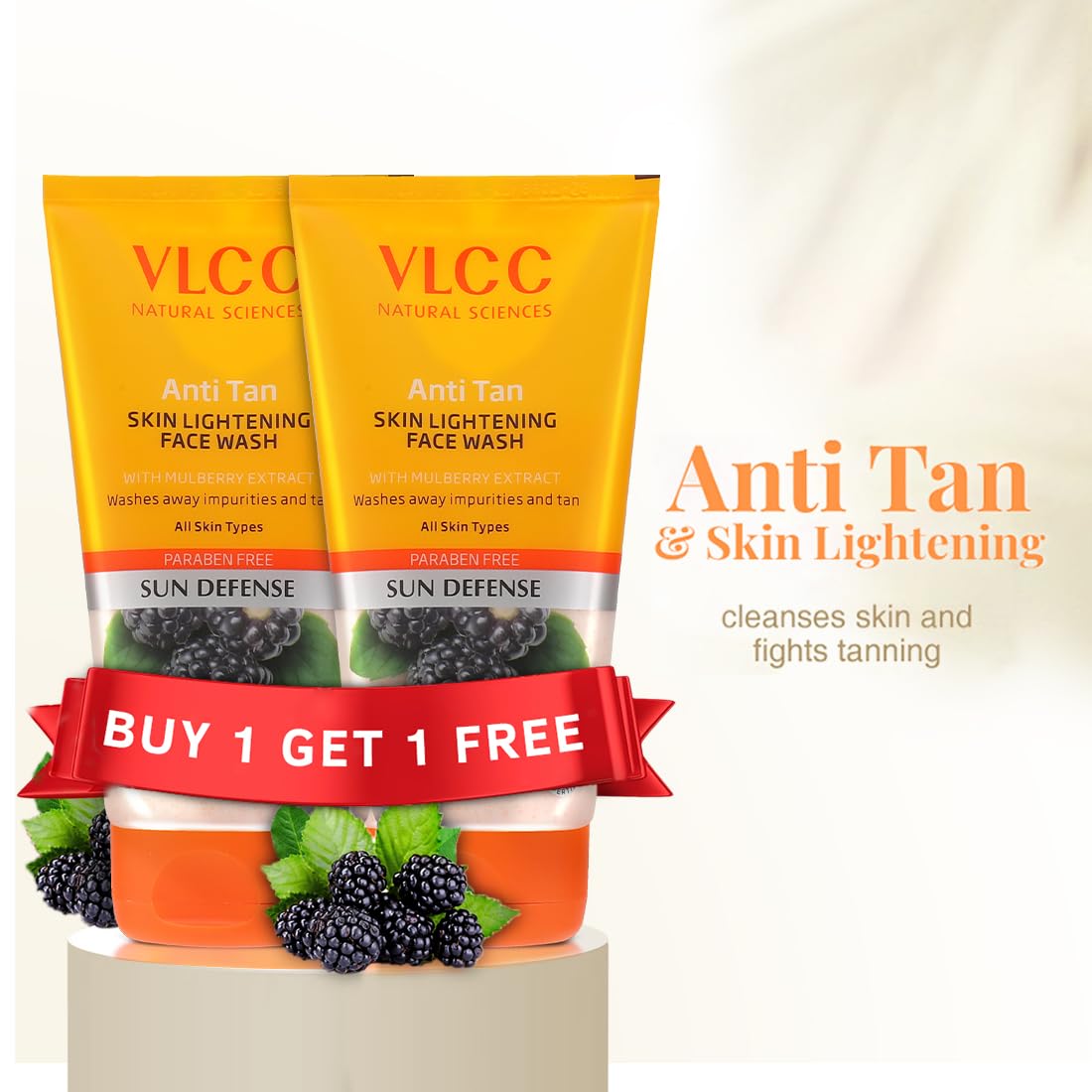VLCC Anti Tan Skin Lightening Face Wash-150Ml X 2 (300Ml)| With Mulberry & Orange Peel Extract | Anti Tan and Brightening Sun Screen with Broad Spectrum Protection| Removes tan, spots and dullness