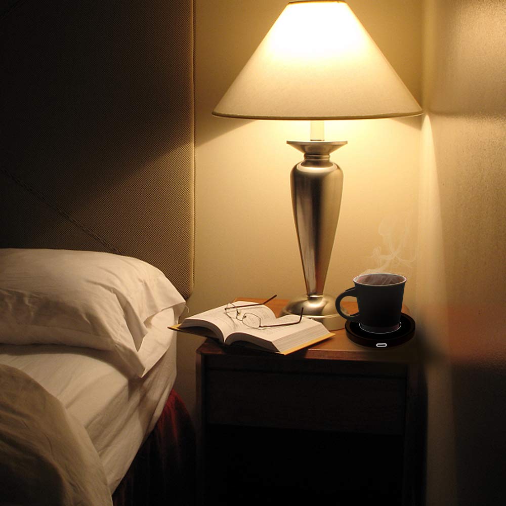 Smart Coffee Warmer, BESTINNKITS Auto On/Off Gravity-Induction Mug Warmer for Office Desk Use, Candle Wax Cup Warmer Heating Plate (Up to 131F/55C) (Black) Black