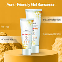 ACNE-UV Gel Sunscreen SPF 30 PA+++ | 30g (Pack 2) Sunscreen for Oily Skin Women & Men | Non-Comedogenic Silicone Gel | Visible Light Protection | Water Resistant | Suitable for All Skin Types