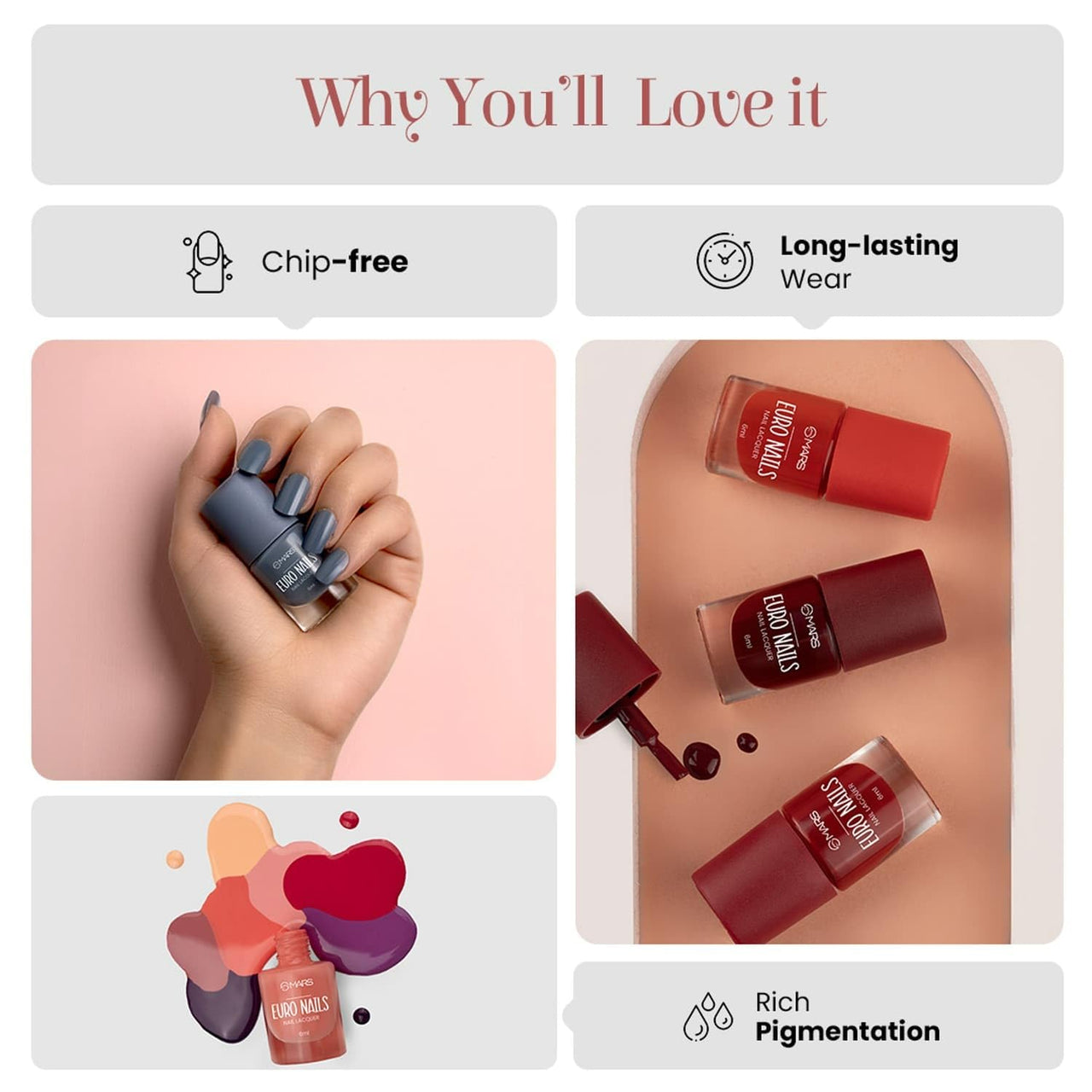 MARS High Coverage Liquid Matte Foundation | Blemish Free & Blendable Foundation For Makeup (40Ml) (Shade-04, All) EURO Nail Lacquer (6.0 ml) (Shade-14)