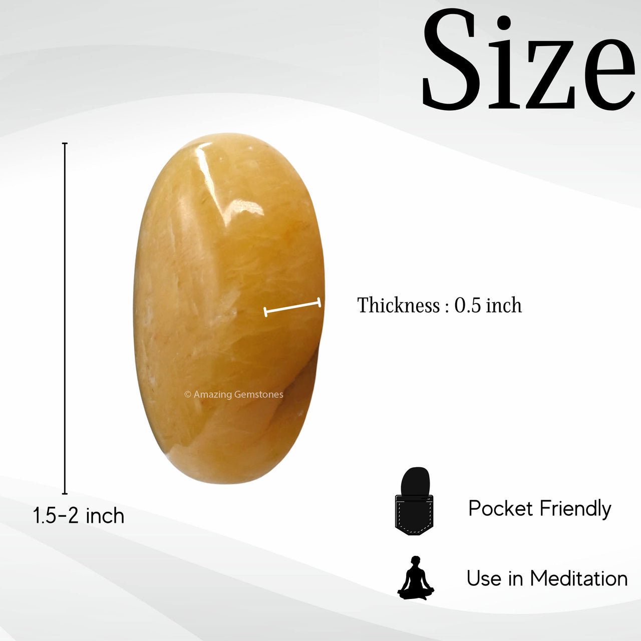 Yellow Aventurine Palm Stone - Massage Worry Stone for Natural Body Chakra Balancing, Reiki Healing and Crystal Grid Yellow Aventurine