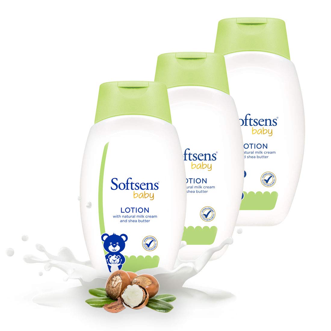 Softsens Baby Nourishing Lotion with Milk Cream & Shea Butter | No Paraben and Phthalates and No Harmful Chemicals for baby skin(200ml x Pack of 3, Green)
