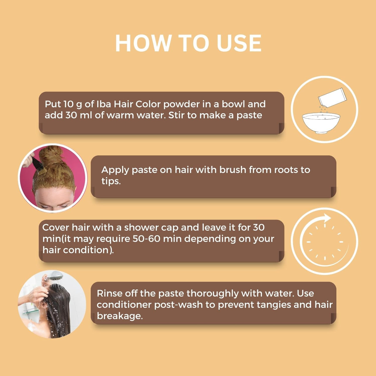 Iba Hair Colour for Women - Dark Brown, 70g | 100% Pure Henna Based Powder Sachet | Natural Hair Colour & Long Lasting with Conditioning Formula | Reduced Hair Fall & Hair Damage | Shine & Nourish Hair | Free from Ammonia and Other Harmful Chemicals | Her