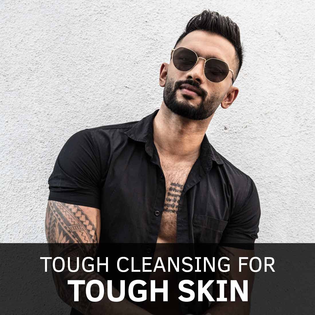 Ustraa Face Wash - Mint Cool - For Dry to Normal Skin - 100g | Reduces Moisture Loss & Activated Charcoal Face Scrub - 100g | with Tahitian Volcanic Sand & Walnut Granules | Fights Blackheads