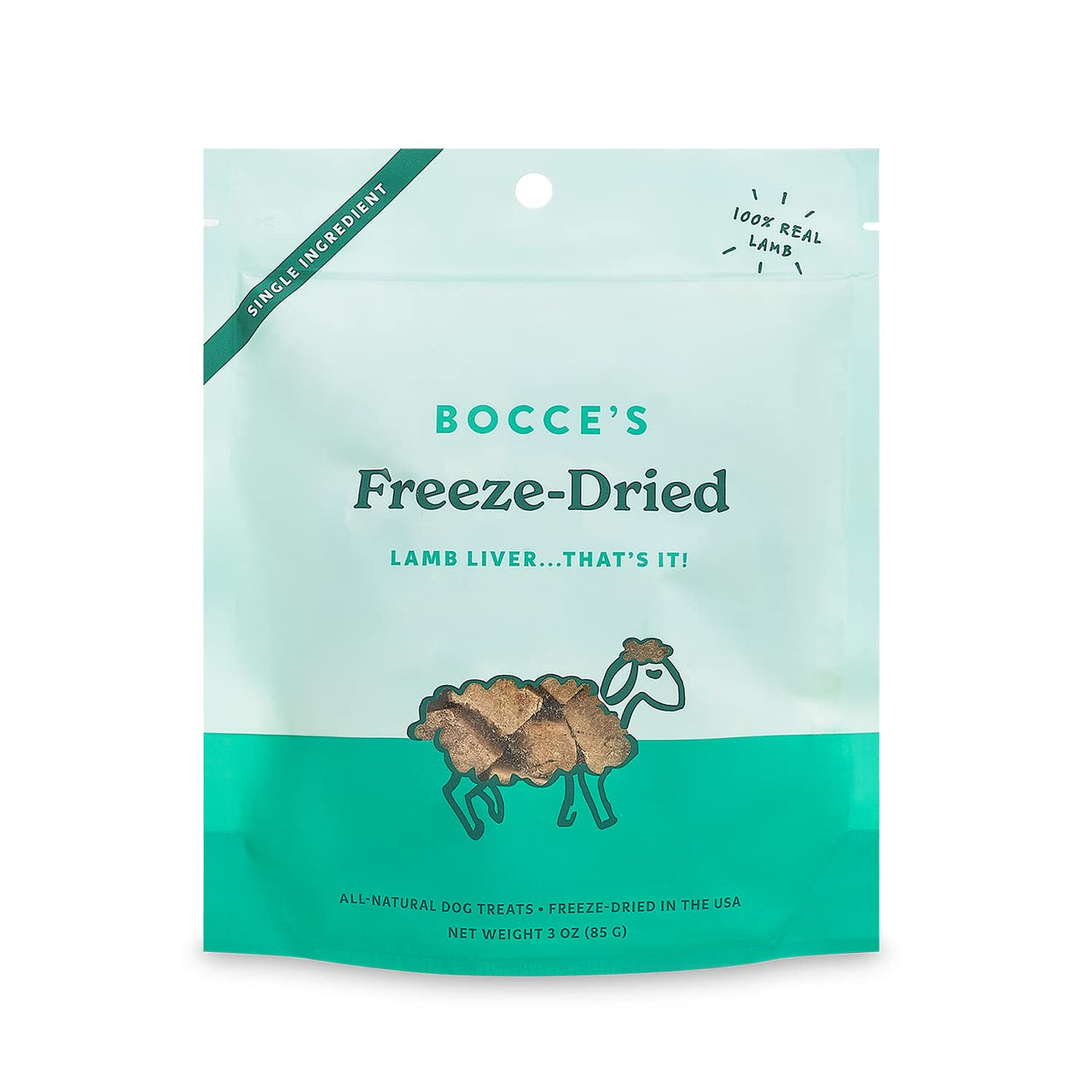 Bocces Bakery Freeze Dried Lamb Liver Treats for Dogs - All-Natural, Freeze-Dried Treats Made with One Ingredient, Made in the USA, 3 oz