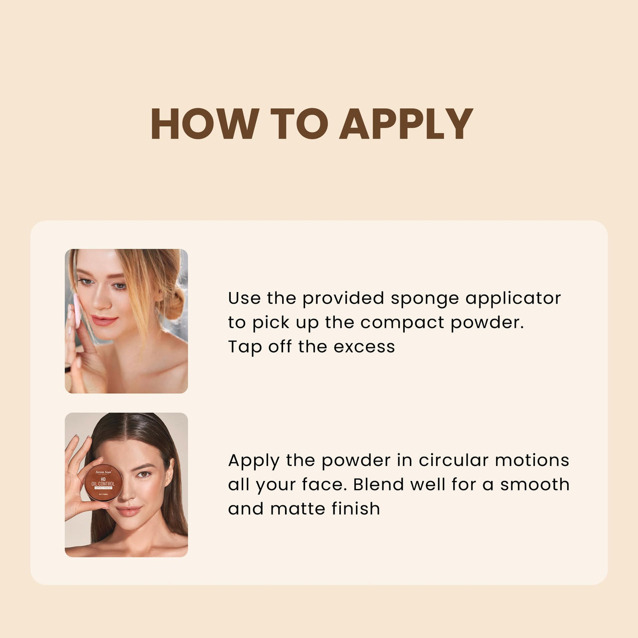 Seven Seas 2 In 1 HD Oil Control Matte Finish Pressed Compact Powder Total Oil Control | Non Oily Matte Look | Evens Out Complexion | Hides Imperfections | Blends Effortlessly (Nude)