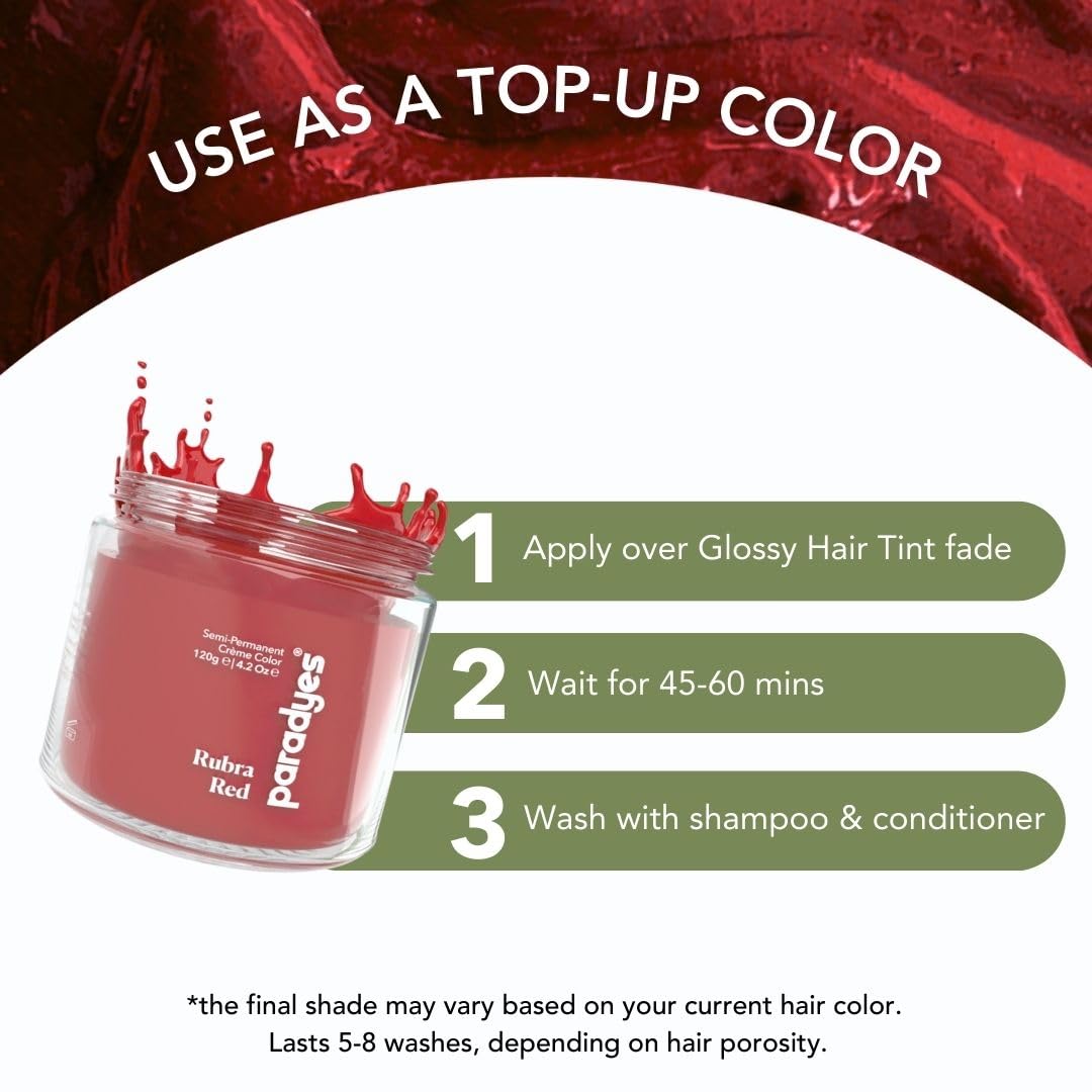 paradyes Top-Up Semi-Permanent Rubra Red Diy Conditioner Based Hair Colour, 120 Gm,All,Unscented,1 Count
