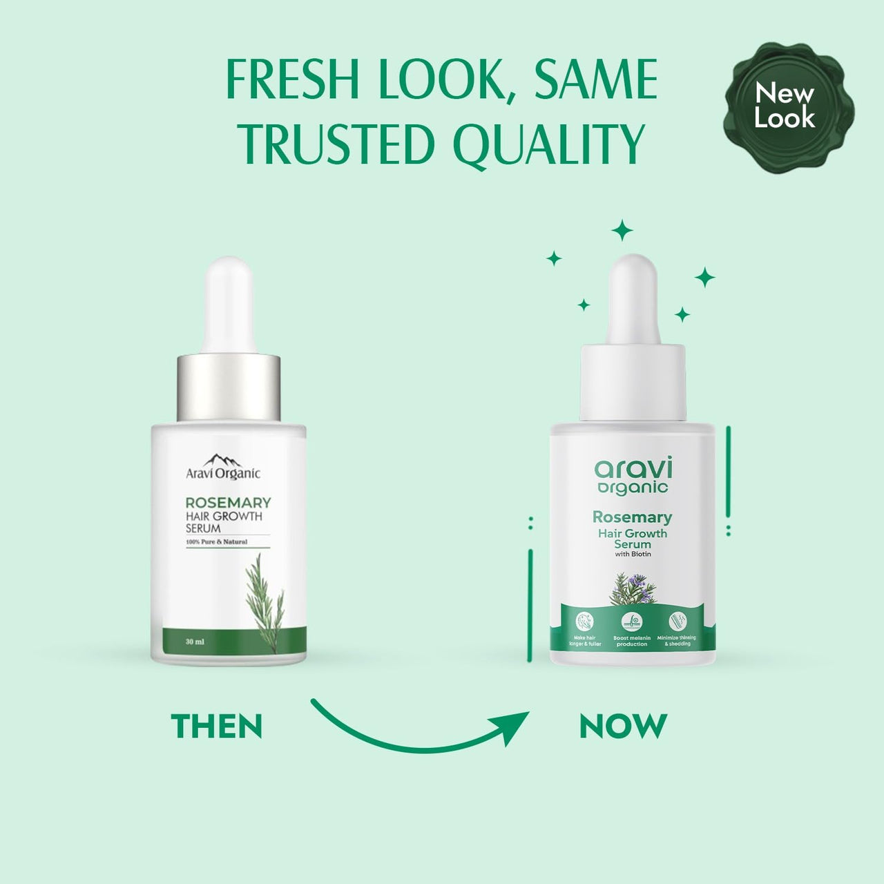 Aravi Organic Rosemary & Biotin Hair Growth Serum - For Hair Growth, Strengthens Hair, and Nourishes Scalp - 30 ml