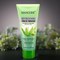 Mancode Refreshing Face Wash 100ml with Aloe Vera | Deep Cleansing & Pimple Fighting | Removes Dirt & Oil for Smooth, Fresh Skin | 100% Soap-Free Face Wash for Men & Women