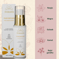 Svarasya Panchpushp - The Ancient Skin Hydration Lotion For Face with Natural ingredients | Retaines moisture upto 8 hours | Hydrates dull and dry skin | Non-greasy, lightweight, and dewy finish | For soft & glowing skin (Moisturizer, 50 Ml)