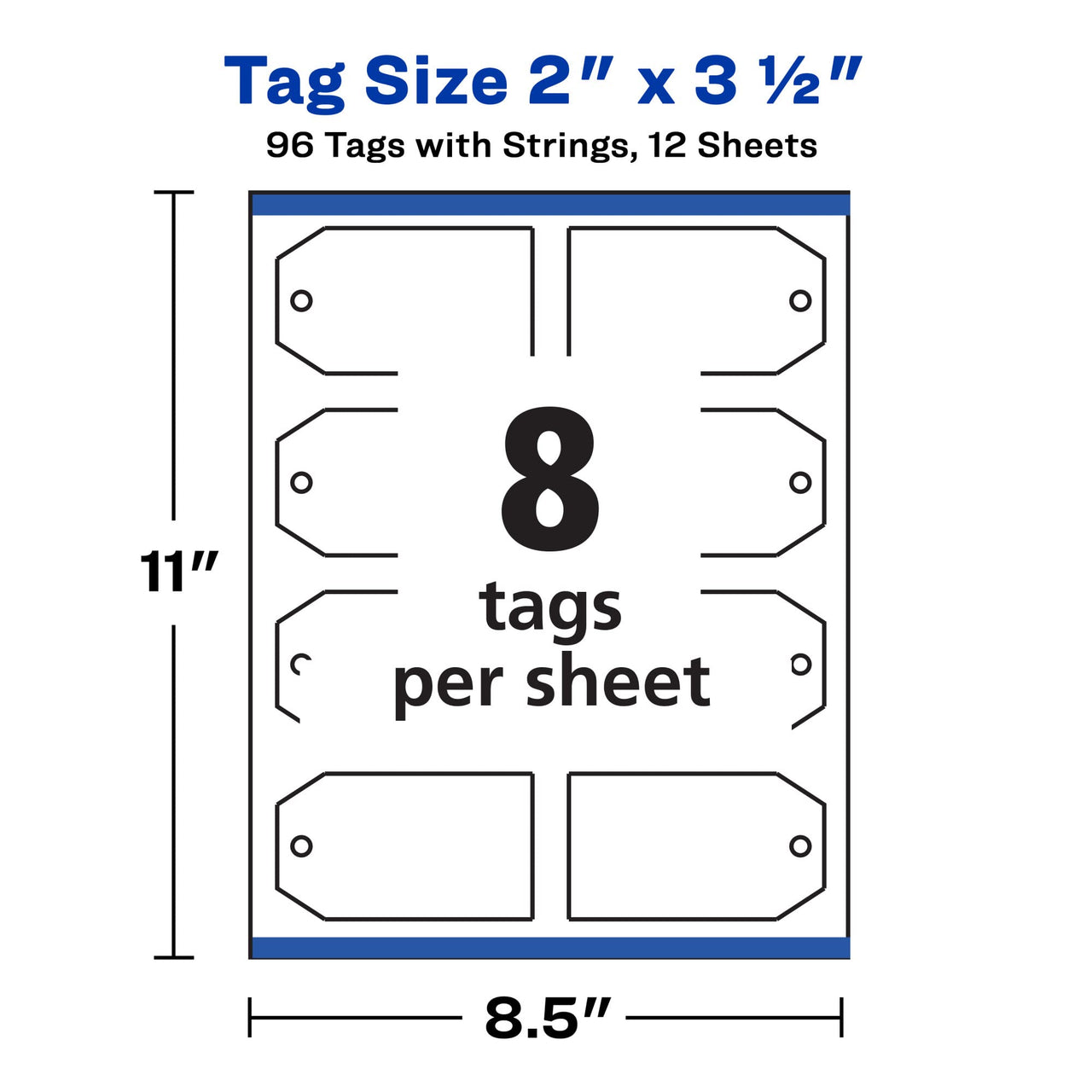 Avery Printable Blank Gift Tags with Sure Feed, 2" x 3.5", White, 96 Customizable Tags with Strings (22802) 2" x 3-1/2" Pack of 96 Label