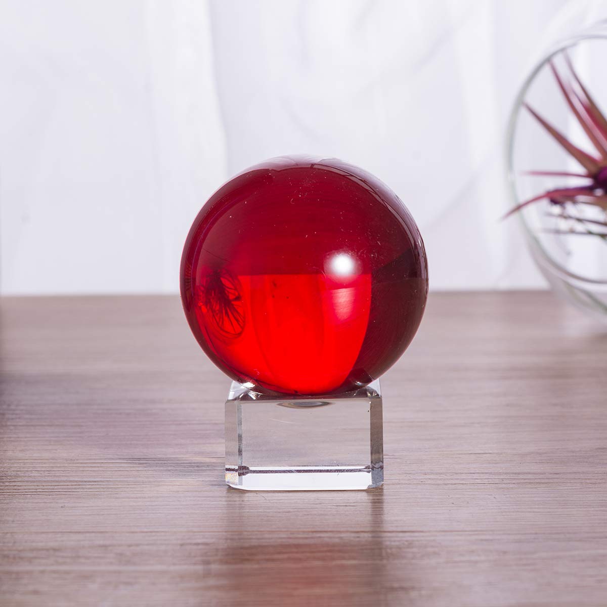 LONGWIN 40mm(1.6 inch) Solid Mini Fengshui Crystal Ball Healing Crystals(Red) Red