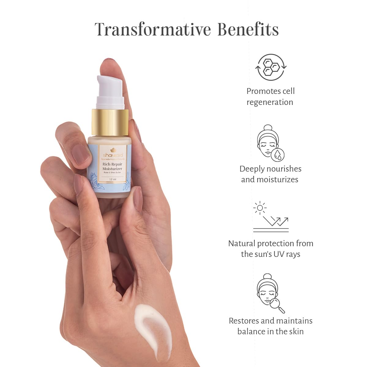 Shankara Rich Repair Moisturizer - Ultimate Skin Rejuvenation Cream with Ayurvedic Extracts, Vitamin C Ester, Anti-Aging, Deep Moisturizing, and Antioxidant Protection - 12ml