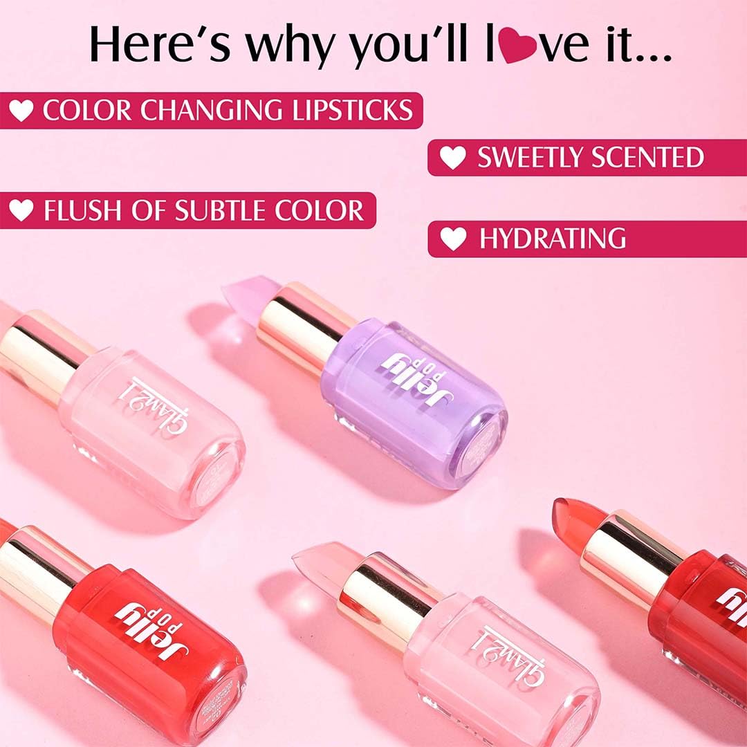 Glam21 Jelly Pop fruity gel lipstick| Moisturising | Glossy Finish | Gives a Natural Colour | Lightweight | 01- Cranberry Pink, 3.5gm