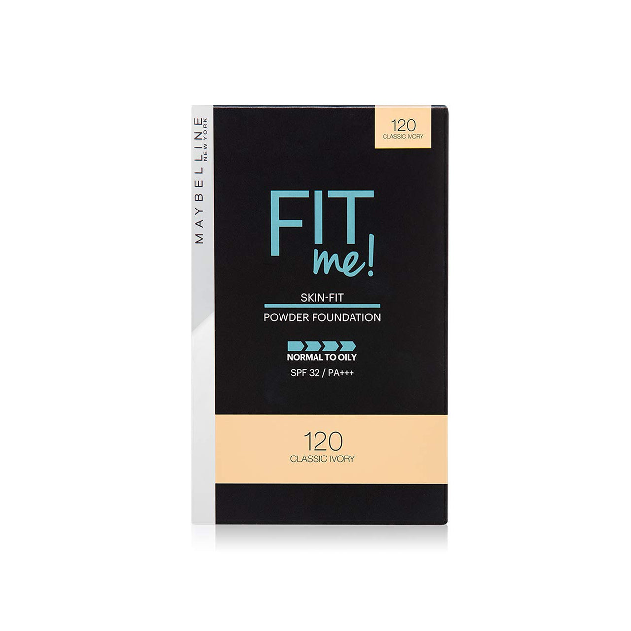 Maybelline New York Fit Me Two Way Pressed Cake For Dry Skin (Matte Powder Foundation Medium Coverage), 120 Classic Ivory, 9 G, Pack Of 1