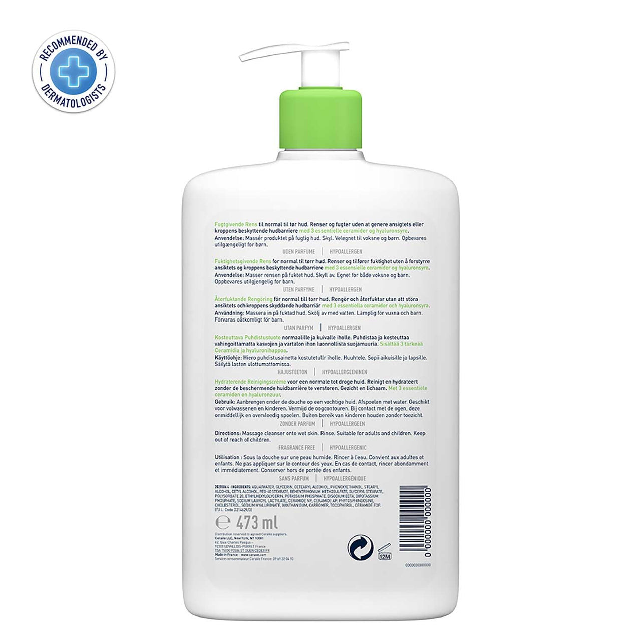 CeraVe Hydrating Cleanser For Normal To Dry Skin (473ml) - Non-Foaming Face Wash with Hyaluronic Acid And Ceramides | Non-Comedogenic, Non-Irritating And Fragrance-Free Cleanser