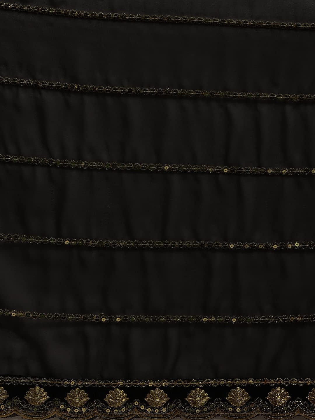 Sunderani Women's  Designer Black Georgette Embroidered Fashion Designing Saree for Women (Sund KK BLACK)