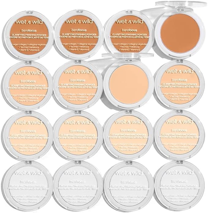 Wet n Wild Bare Focus Clarifying Finishing Powder | Matte | Pressed Setting Powder Medium-Tan with Vitamin E & Vegan Collagen Paraben & Cruelty Free-1.34 Ounces