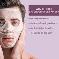 Mancode Lavender Facial Sheet Mask 25ml Smoothen Rough & Dry Skin Calming Firming Pore Reducing, Brightening and Enhances Daily Glow | Korean Sheet Mask for Men Women Sheet Mask Set Combo Pack of 3