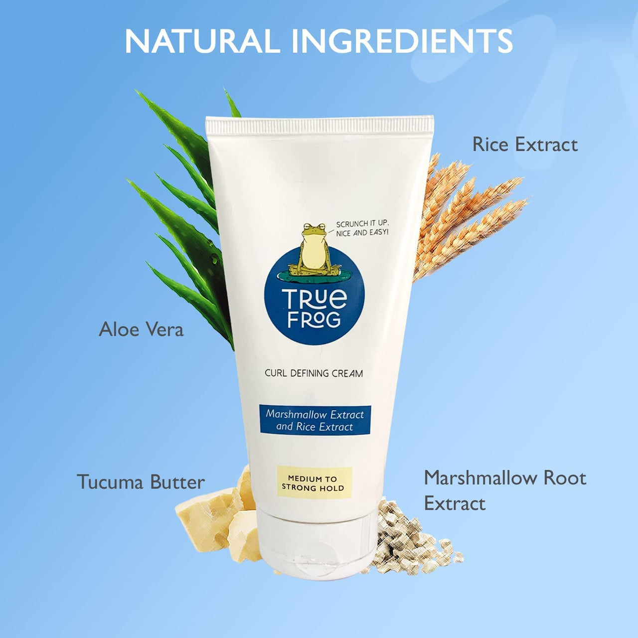 TRue FRoG Curl Defining Cream for Styling Curly, Wavy and Frizzy Hair with Marshmallow Root and Tucuma Butter, Vegan, Silicone free, Phthalate free & Paraben free - 150ml