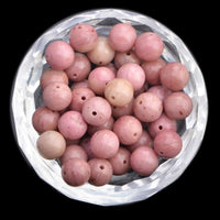 80Pcs Natural Crystal Beads Stone Gemstone Round Loose Energy Healing Beads with Free Crystal Stretch Cord for Jewelry Making (Rhodochrosite, 10mm) Rhodochrosite