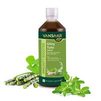Vansaar 45+ Neem Grown Giloy Tulsi Juice with 4-in-1 Immuno- Enhancing benefits| Handpicked Fresh Tulsi and Neem grown Giloy| NIB rich for all-round Immunity| 100% Pure, Natural Juice - 1L