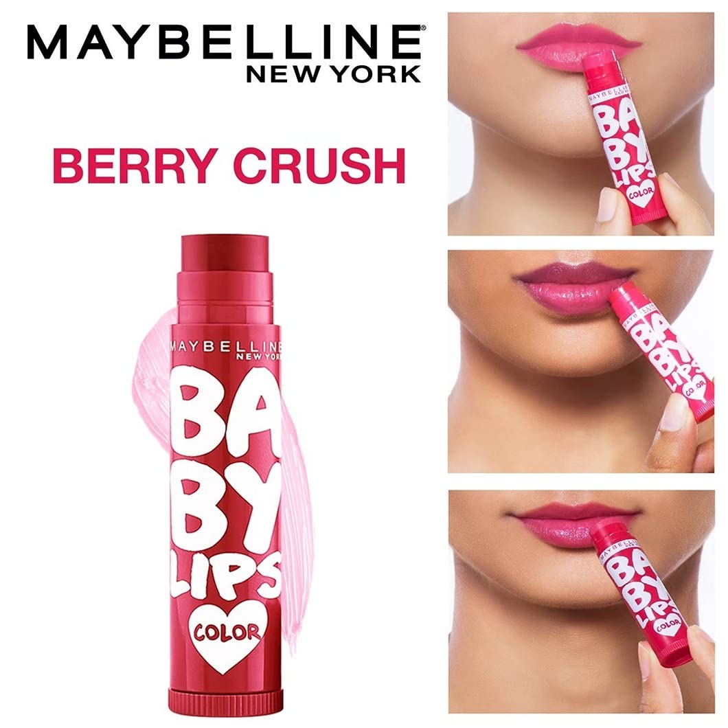 Maybelline New York Baby Lips Lip Balm, Pink Lolita, 4g and Maybelline New York Baby Lips Lip Balm, Berry Crush, 4g