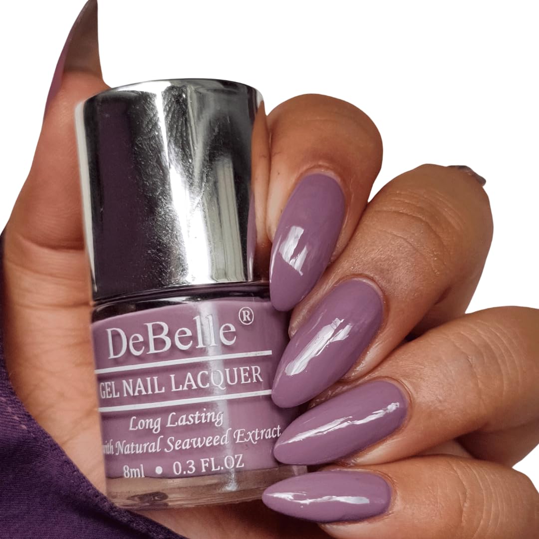 DeBelle Gel Nail Polish Mauve Orchid (Dark Mauve ), 8ml | Non UV - Gel Finish | Seaweed Enriched Formula | Long Lasting Paint| Cruelty & Toxic Free |