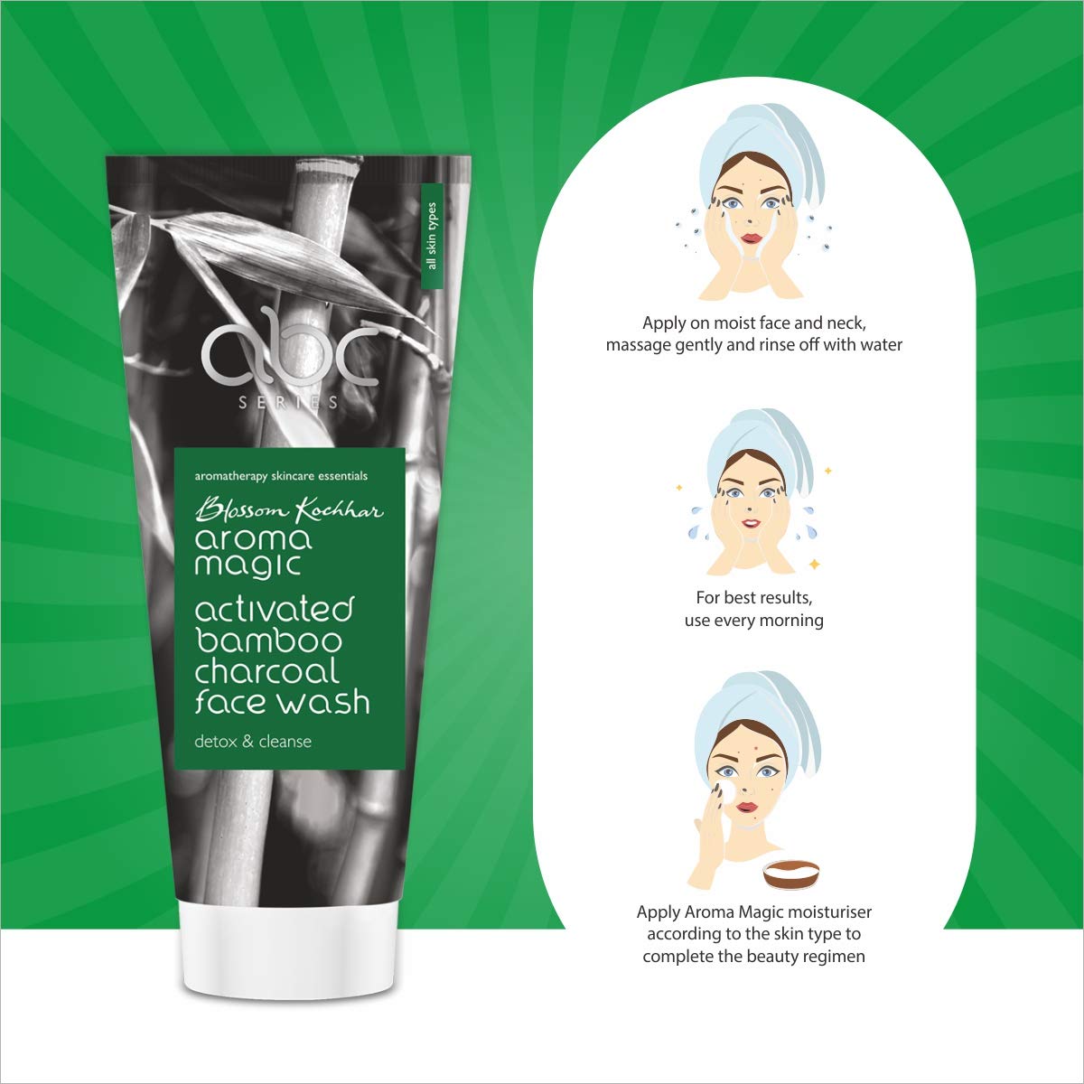 Aroma Magic Face Wash 100 ml (Charcoal) And Aroma Magic Sunscreen Sun Block Lotion, SPF 30, 100ml