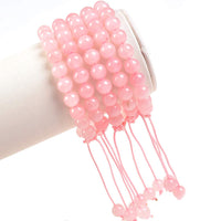 Massive Beads Natural Healing Power Gemstone Crystal Beads Unisex Adjustable Macrame Bracelets 8mm Rose Pink