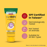 NATURES ESSENCE Sunban Suncreen SPF 50 PA+++ | No White Cast and Broad Spectrum Sun screen | For All Skin Types | Non Greasy | Lightweight | For Men & Women | 60ml