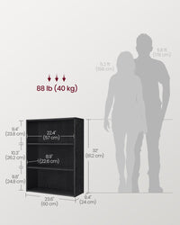 VASAGLE Bookshelf, 23.6 Inches Wide, 4-Tier Open Bookcase with Adjustable Storage Shelves, Floor Standing Unit, Cloud White ULBC164T14 1 Pack 4 Tiers (23.6