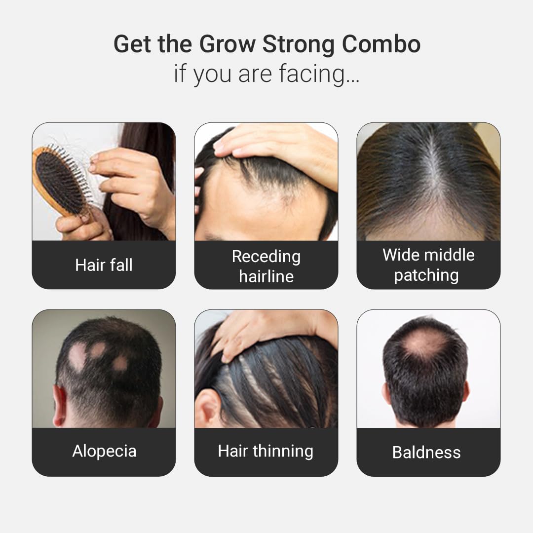 Arata Grow Strong Combo | Intensive Hair Growth Serum & Super Shampoo | Boost Hair Growth | Reduce Hair Loss | Smooth & Shiny Hair | 3% Redensyl, Biotin, Protein, Vitamins | 300ml + 30ml