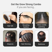 Arata Grow Strong Combo | Intensive Hair Growth Serum & Super Shampoo | Boost Hair Growth | Reduce Hair Loss | Smooth & Shiny Hair | 3% Redensyl, Biotin, Protein, Vitamins | 300ml + 30ml