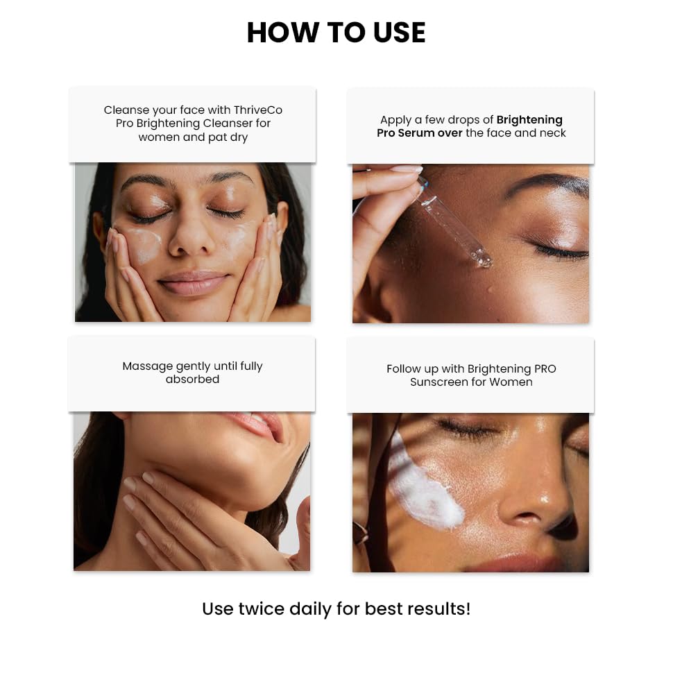 ThriveCo Brightening PRO Cleanser for Women with Probiotic Rice Water, Vit C, Kojic Acid, Alpha Arbutin & Glutathione | Anti-ageing Face Wash, Boosts Collagen, Clears Skin & Removes Dark Spots | 100ml