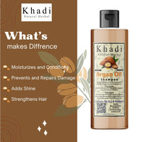 Khadi Natural Herbal Argan Oil Shampoo For Hair Growth | Enriched With Argan, Amla , Bhringraj , Aloevera And Vitamn E Extract | Sls And Parben Free Argan Shampoo For Men And Women Pack Of 200Ml