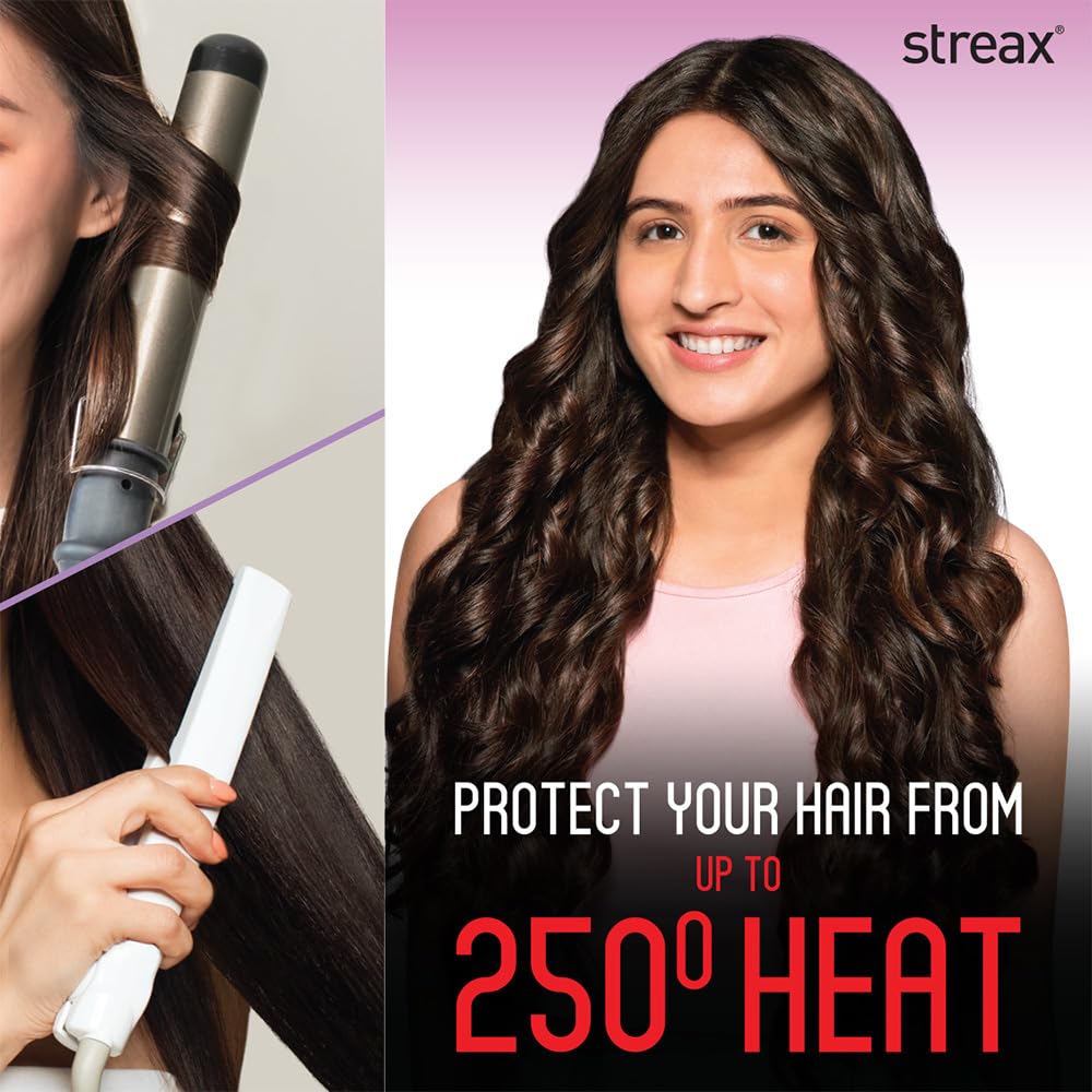 Streax Heat Protectant Spray for Hair - 100 ml, Hair Styling Spray for Women & Men I Heat Protection Spray from heat|Heat protection serum|Protection upto 250°C & 2X Less Hair Breakage