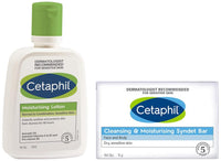 Cetaphil Moisturizing Lotion, 100ml and Cetaphil Cleansing And Moisturising Syndet Bar, 75g
